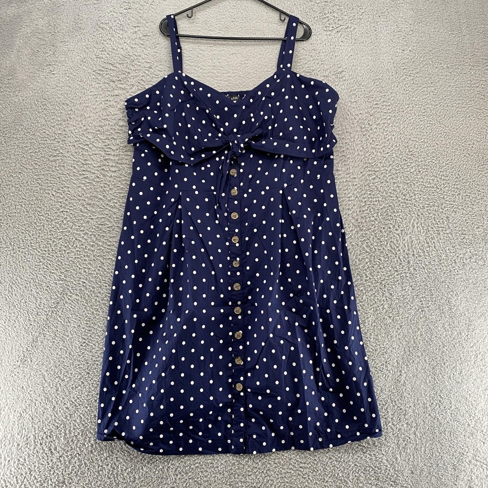 City Chic Midi Dress Womens XXL/24 Babydoll‎ Button Up Tie Pinup Sundress